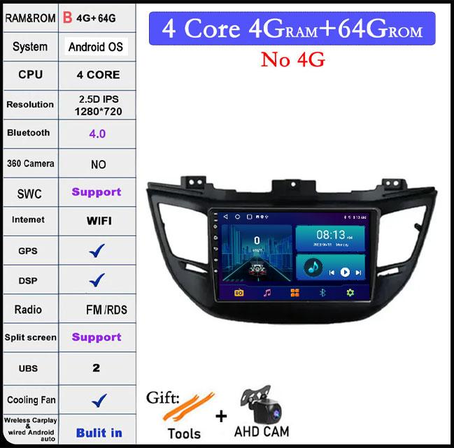 9 Lnch For Hyundai Tucson IX35 3 2015-2018 Android 14 Car Radio Multimedia Player 4G+wifi Video GPS DSP IPS Navigation
