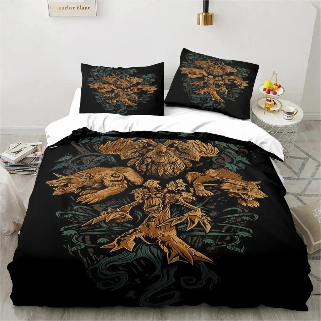 3D Printing World Warcraft Bedding Set Duvet Cover Quilt Pillowcase King Queen Size Boys Adult Gaming Theme