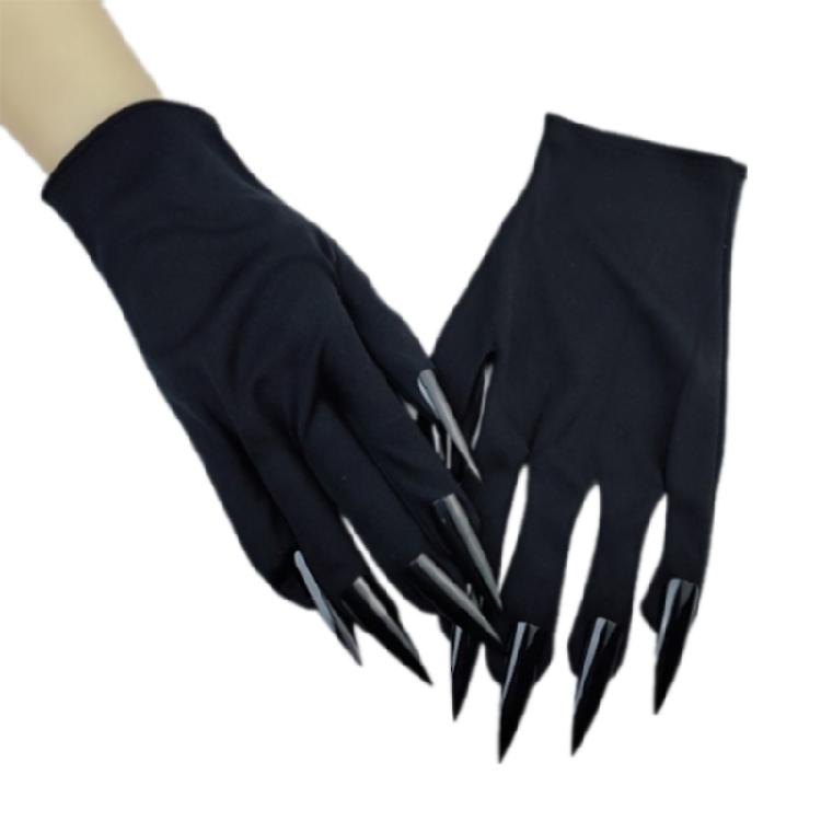

Realistic Gloves with Long Nails for Halloween and Costume Event Cosplay Costume Short Gloves for Masquerades Party чорний