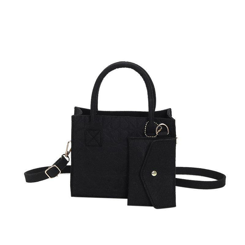 Korean Version Of The Simple Indentation Felt Lghtweight Handbag 2024 New Shoulder Diagonal Cross Two Sets Of Bags