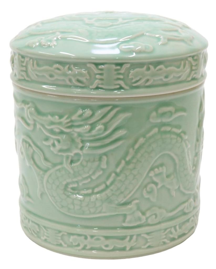 Setomono Honpo Celadon Dragon Urn [5 Sun] Body Diameter 15cm X Height 18cm