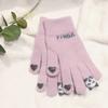 Autumn and winter five-finger gloves knitted student thickened cartoon panda cute warm