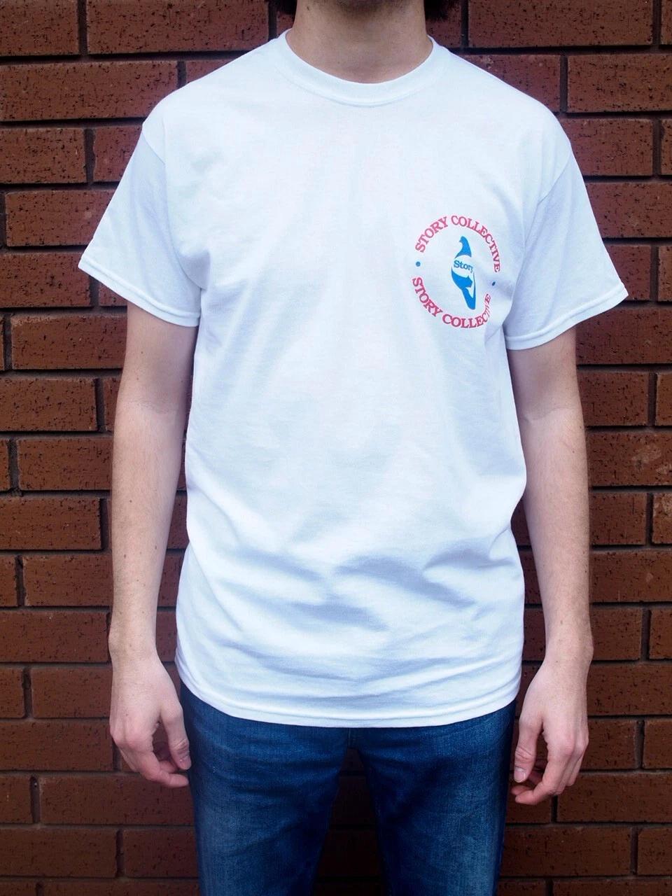 Story Skateboarding Bird Mens White Cotton Tee Tshirt with back print S