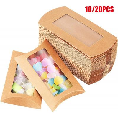10/20 ks Kraft papierová vankúšová škatuľka na cukrovinky Vianočné darčekové baliace škatule Vrecúška na cukrovinky Svadobná, Baby Shower, Dekorácia na narodeninovú oslavu