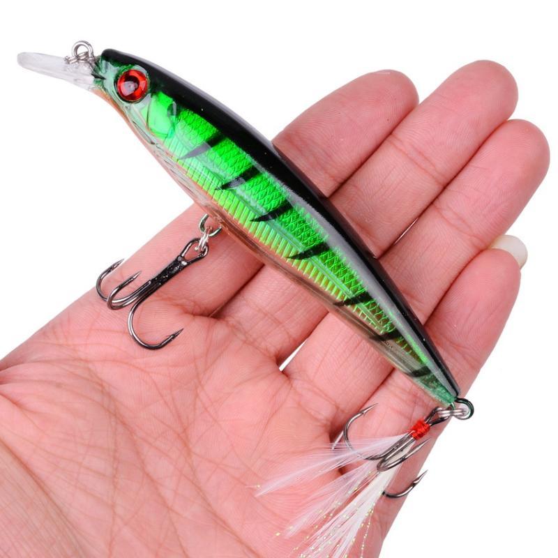Lifelike Minnow Fishing Baits Sharp Treble Hooks Soft Feather Tails Portable for Freshwater Hiking Fishing Trips
