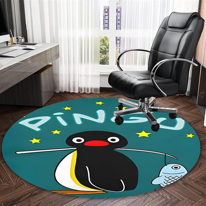 1pc Pingu2 Carpet, Round Rug, Comfortable, Suitable for Entryways, Living Rooms, Office, And Bedrooms, Christmas Decoration