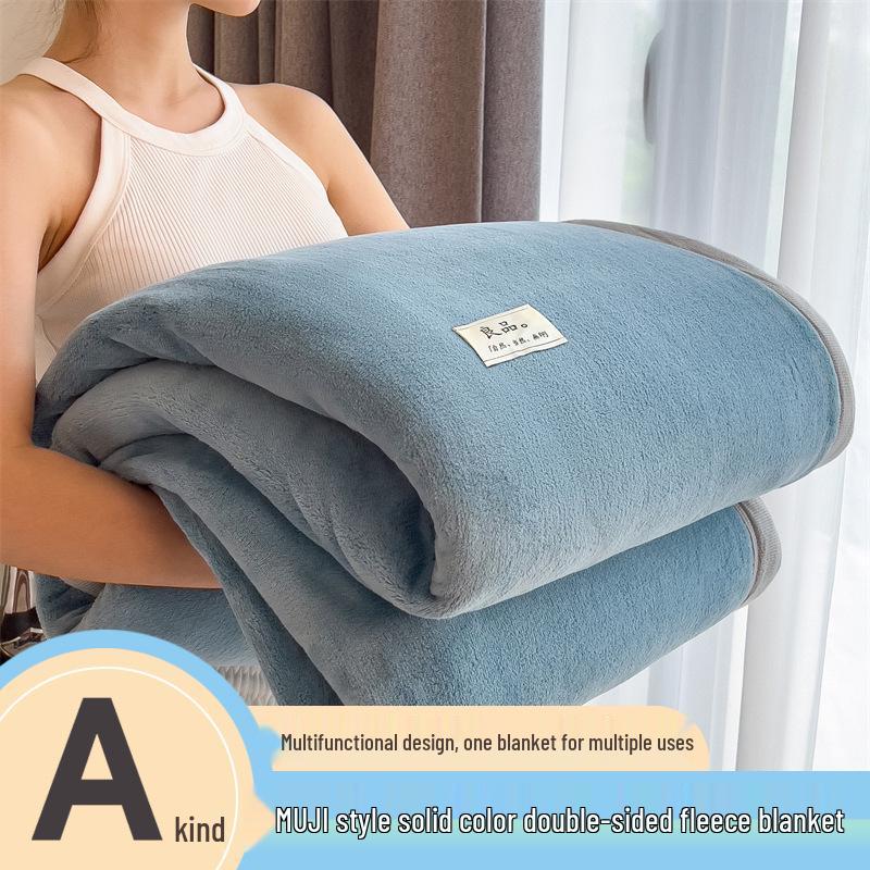 Premium Milk Velvet Sofa Blanket - Thick Coral Fleece for Autumn and Winter, Plush Quilted Nap Blanket or Bed Sheet Cover.
