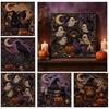 Zestawy do mozaiki dla początkujących, Halloweenowy Duch, Zestaw do malowania perłami, Sztuka 3D DIY, Straszna Sezonowa Dekoracja Ścienna, Uroczy Kot, Wrona, Rękodzieło