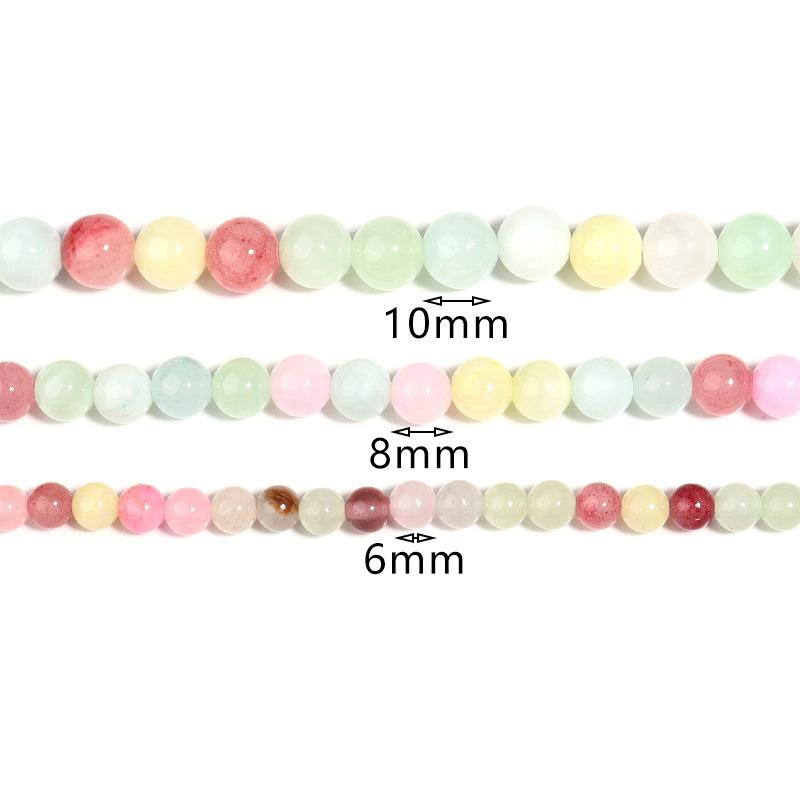Bunte Jaden Natursteinperlen 15" Strang Glatte Lose Zwischenperlen 4/6/8/10/12mm für Schmuckherstellung DIY Armbänder Zubehör