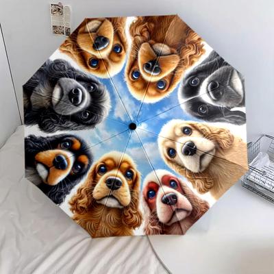 1pc Dog Lover Cute Pet Chihuahua VIP Border Collie Dog Umbrella Portable Folding Umbrella Iron Frame Hole Bone Structure Outdoor Home Umbrella H2