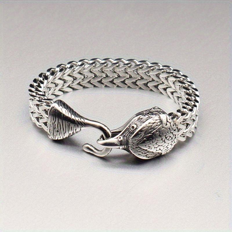 New Viking Bracelet Personalized Retro Bird Head Shape Men s Double Row Bracelet 22cm