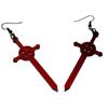 Gothic Simple Red Acrylic Sword Cross Pendant Dangle Earrings for Women Men Halloween Party Personality Jewelry Accessories Gift