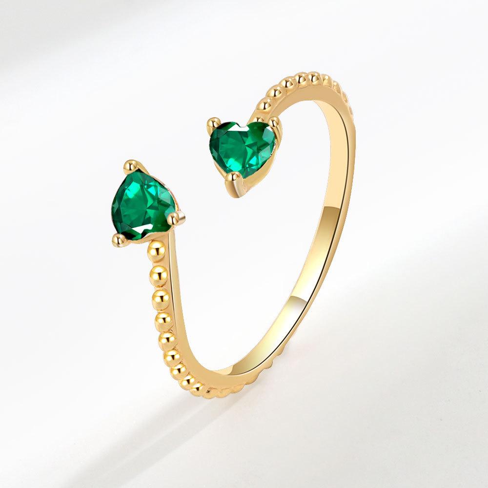 Distinctive and Individual Jewellery 12 Birthstones Double Heart Zirconia Open End Ring Personalised Light Luxury Haute Sense Fashion Trends Ring