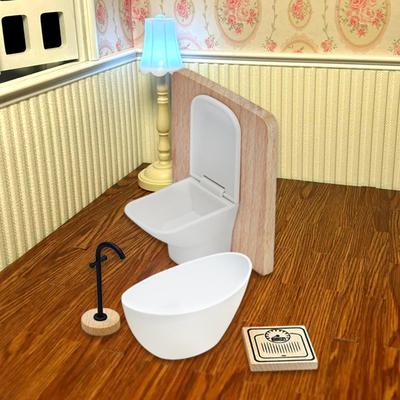 4 Pieces 1:12 Dollhouse Bathroom Set Toilet Decoration Ornaments Pretend Play Toys Classic