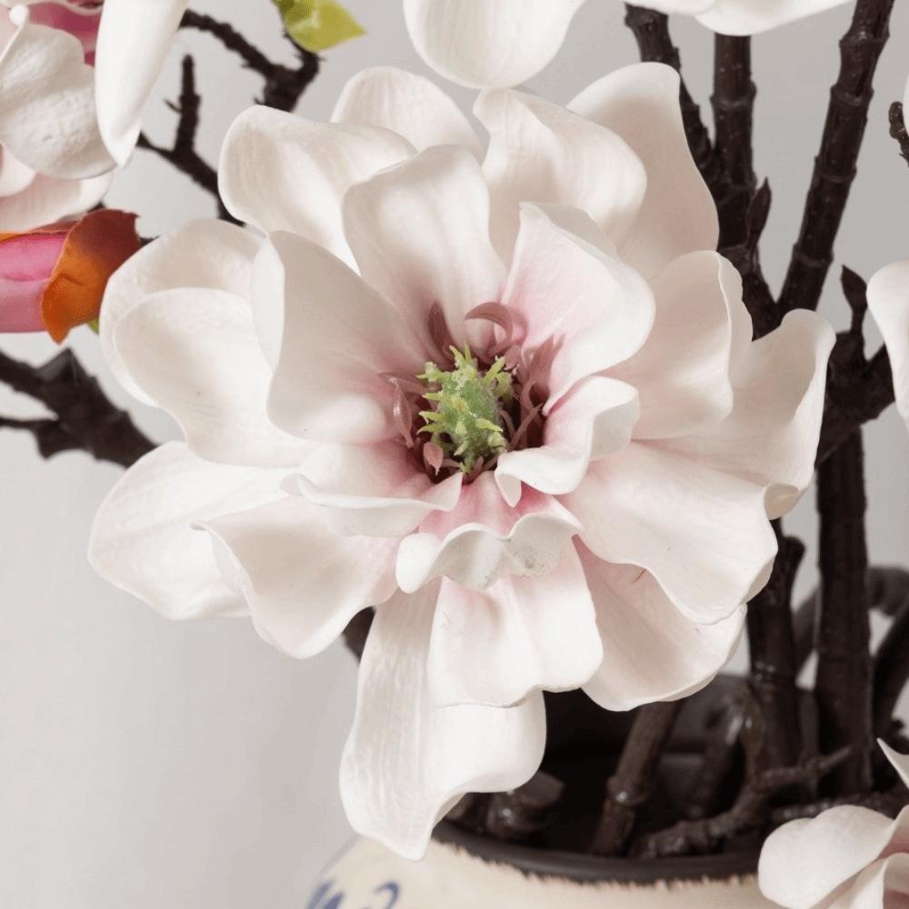 Real Touch Artificial Magnolia Flowers Branch Pink Plastic Fake Flower  Indoor Decoration