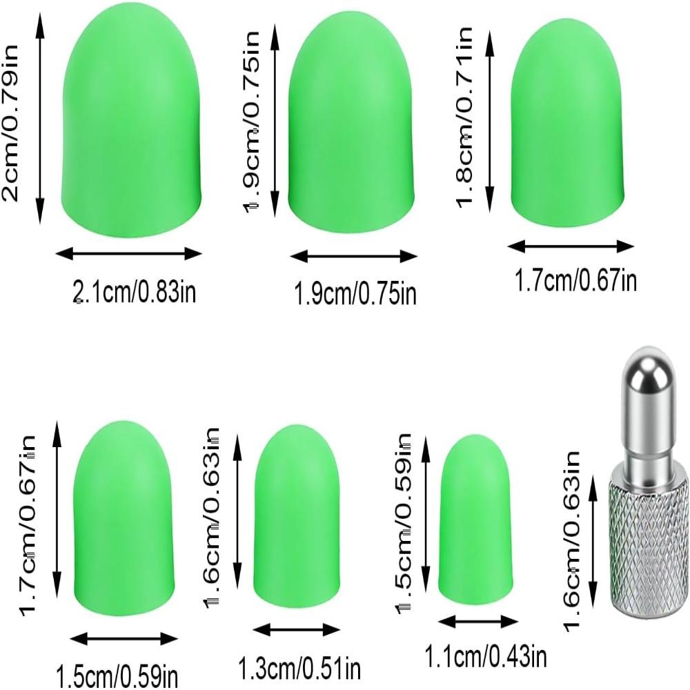 8PCS M8 Thread Dent Tap Down Tool 6 Green Rubber Heads Paintless Dent Repair Tool Auto Shops