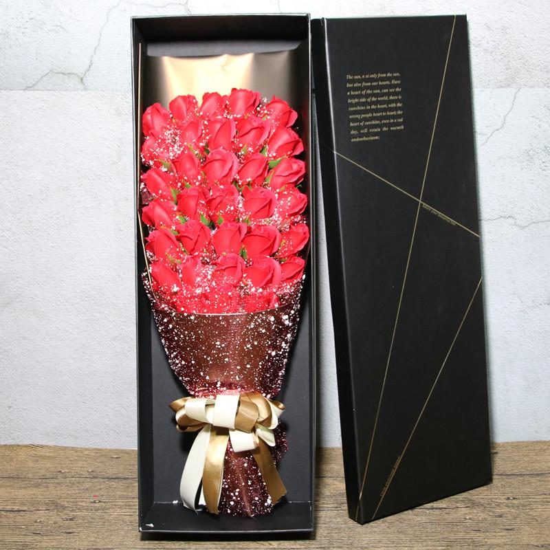 33 Premium Rose Soap Flower Bouquet Gift Box for Valentine's, Qixi Festival & Birthdays