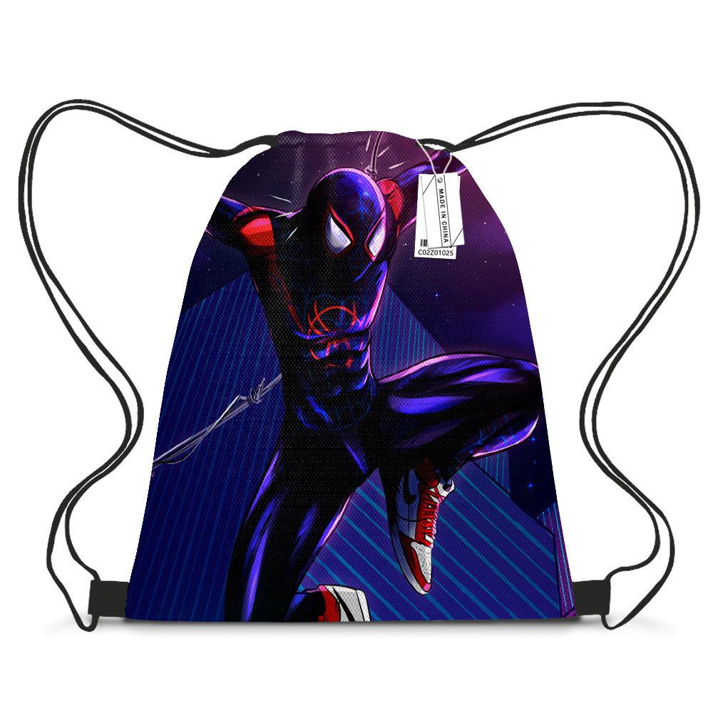 Bundle Pocket Casual Bag Spider-Man Shoulder Cartoon Student Print Drawstring Backpack Storage Bag