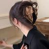 1Pc Gilt Satin Shell Golden Label Grab Clip Solid Color Fabric Large Shark Clip Premium Sense Commuter Hair Clip