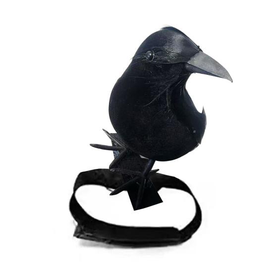 Halloween Black Feathered Crow Lifesize Realistic Raven Prop Handmade Artificial Birds Model for Indoor Outdoor Halloween Party Decor