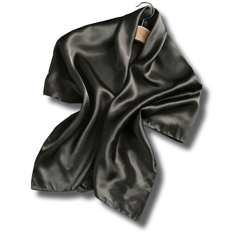 90cm Solid Color Satin Muslim Hijab Scarf Imitation Silk Scarf Fashion Women Head Scarf Wraps Windproof Bandanna