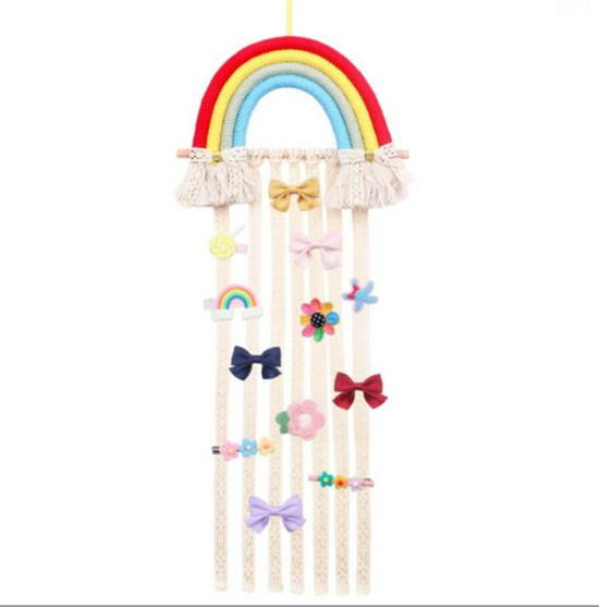 Rainbow Lace Hairpin & Headband Organizer for Kids' Room Decor