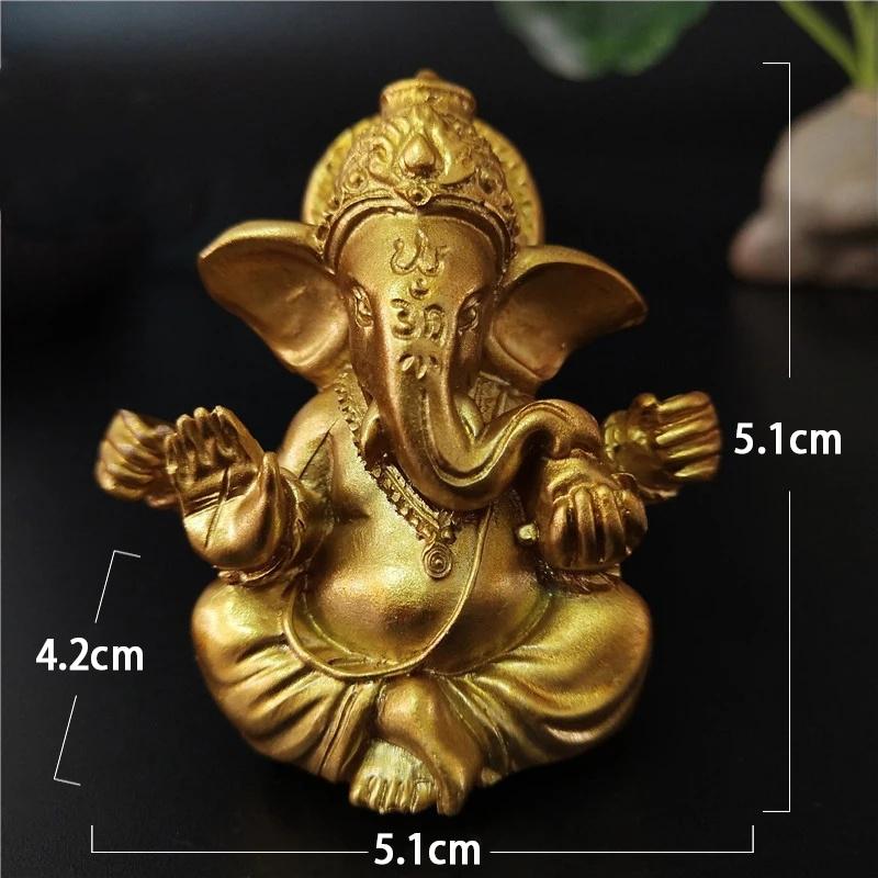 Bronze Color Lord Ganesha Statue Buddha Ornaments Elephant Hindu God Sculpture Figurines Home Office Decoration Buddha Statues