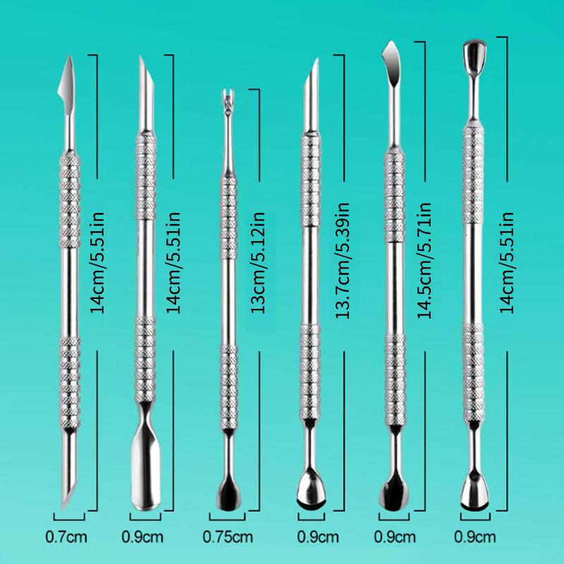 Manicure Professional Stainless Steel Cuticle Pusher With Textured Handle Dual-Side Push Cuticle Back Remove Gel Polish Nail Art