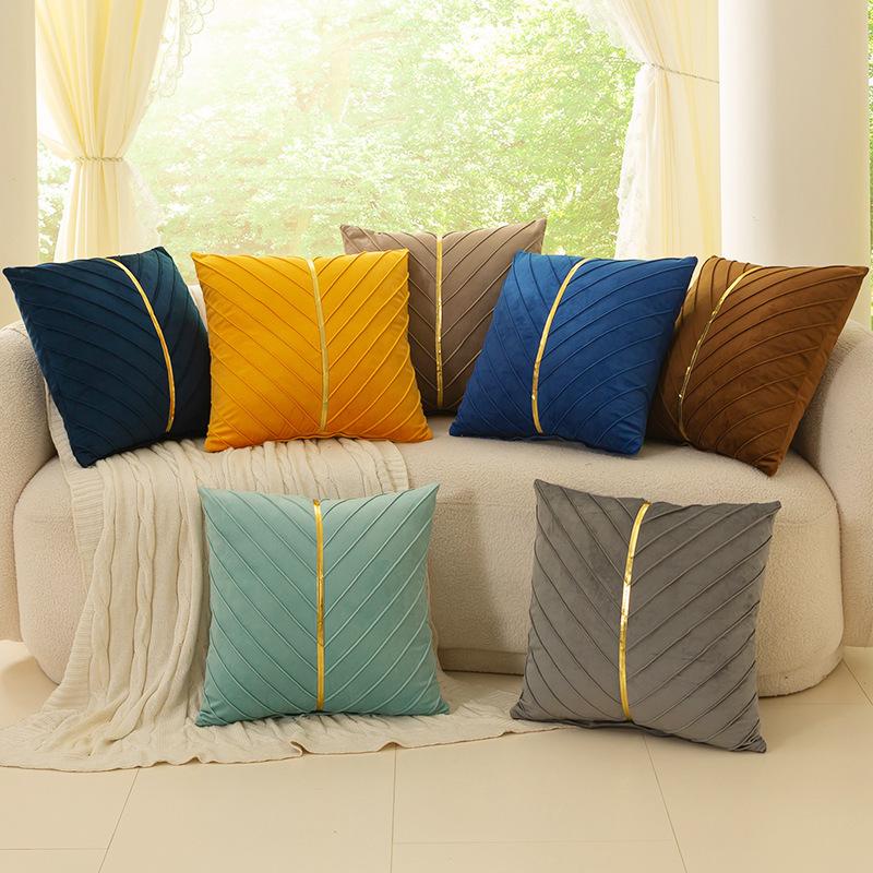 Household Flannel Pillow Cover Cojines Simple Pure Color Sofa Splicing Pillowcase Dutch Velvet Cushion Covers 45X45 Home Decor