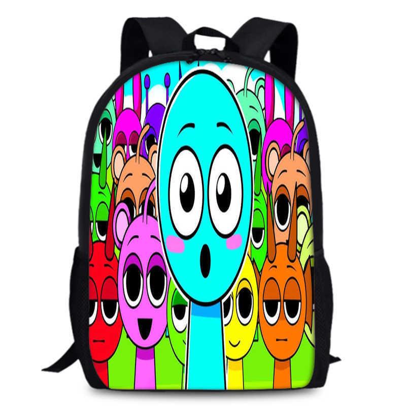 Sprunki 15in Large Capacity Backpack Durable Oxford Fabric School Bag For Students Teens Lightweight Design