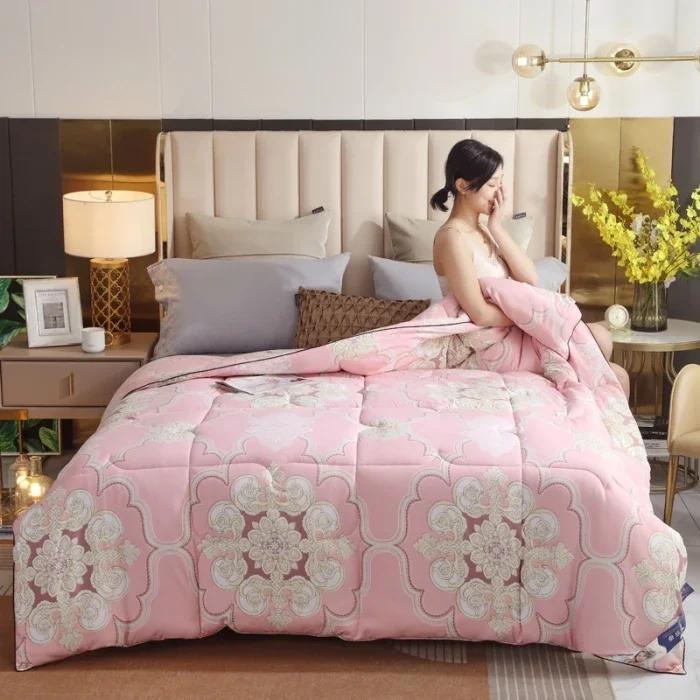 2025 cotton printed silk quilt mulberry silk spring and autumn quilt thickened winter quilt universal in all seasons