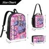 3Pcs Needy Girl Streamer Overload Backpack Set for Girls Boys Pen Bags Bookbag Sets with Lunch Box For School Students Knapsack