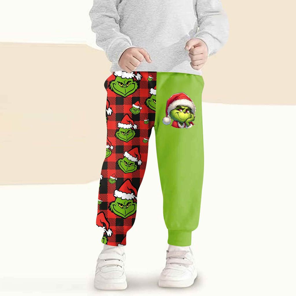 Kids' Fashion Christmas Print Loose-Fit Waistband Casual Sweatpants