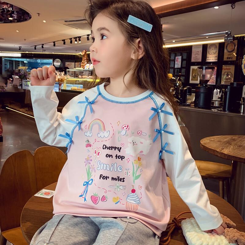 MIMIHELLO Girls Cartoon Print Long-Sleeve T-Shirt 110cm