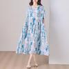 Elegant Women's Summer Dress Plus Size Casual Short Sleeve Vintage Loose Long Dress Summer Clothes
