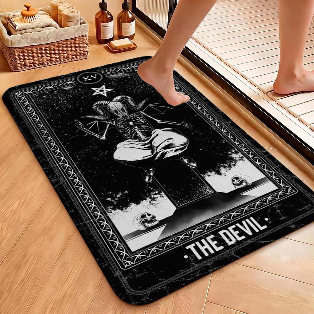 Dark Baphomet Pentagram Art Indoor Rug Soundproof Shockabsorbing Carpet For Office Study Home Decor Memorial Gift