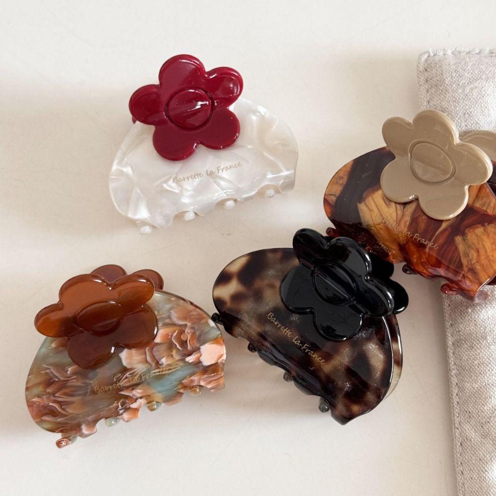 Korean Style French Shark Clip Acetate Geometry Hair Crab Clip Acetic Acid Flower Hair Claw  Girls