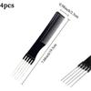 4 Afro Curling Combs for Women and Men - Detangling Comb with Metal Teeth - Wide Tooth Afro Comb for Combing and Styling Curly Hair