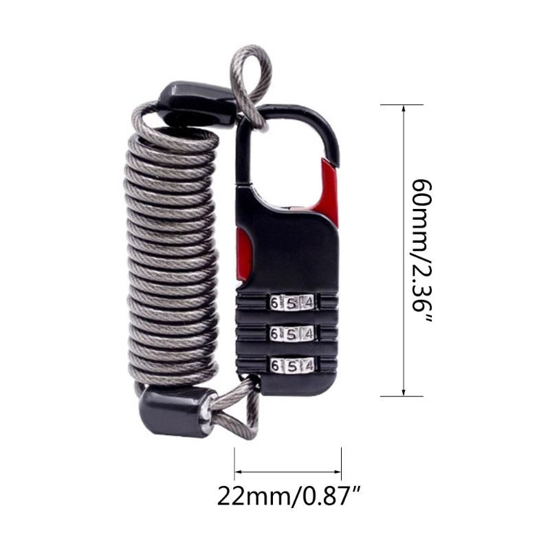 3-Digit Combination Lock Waterproof Padlock Outdoor Mini Wire Rope Combination Lock for Backpacks Trolley Cases Fence