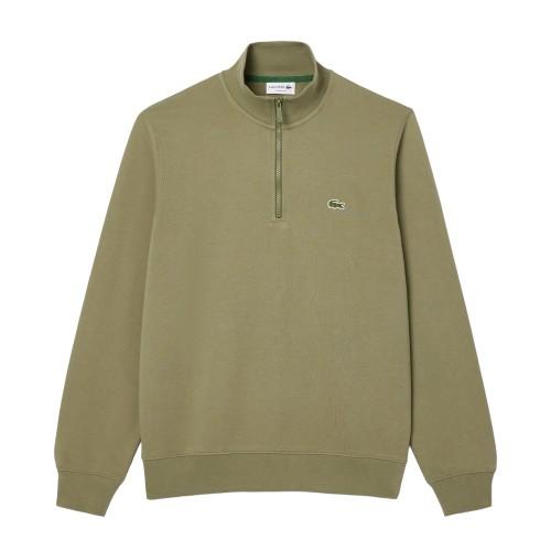Lacoste Mens High-Neck Fleece Quarter Zip Sweatshirt