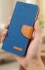 Etui Typu Portfel Do Motorola Edge 60 Pro - Niebieski Pokrowiec Canvas + Szkło