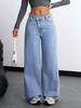 2025 Autumn High-Waisted Wide-Leg Washed Light-Color Casual Jeans