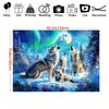 One Vivid Polyester Background of Wolves and Northern Lights Suitable for Garden and Photo Booth Decoration Wolf Decoration