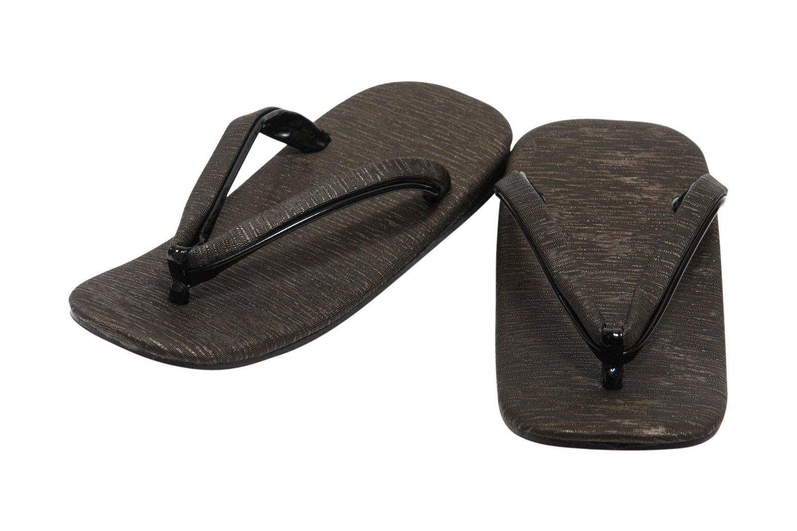 

Hasegawa Geta Sandals with Cowhide Made in Japan Co., Ltd. Men s Tsumugi-style Soles, (L, Brown)