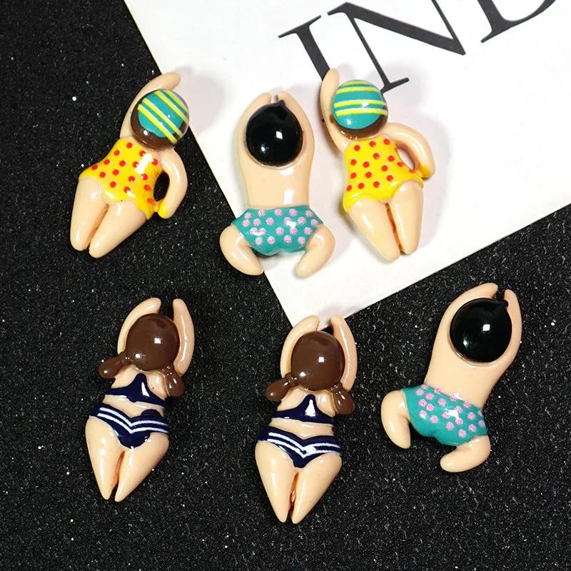 6pcs Resin Cartoon Swimming Figurine Refrigerator Accessories Home Decor
