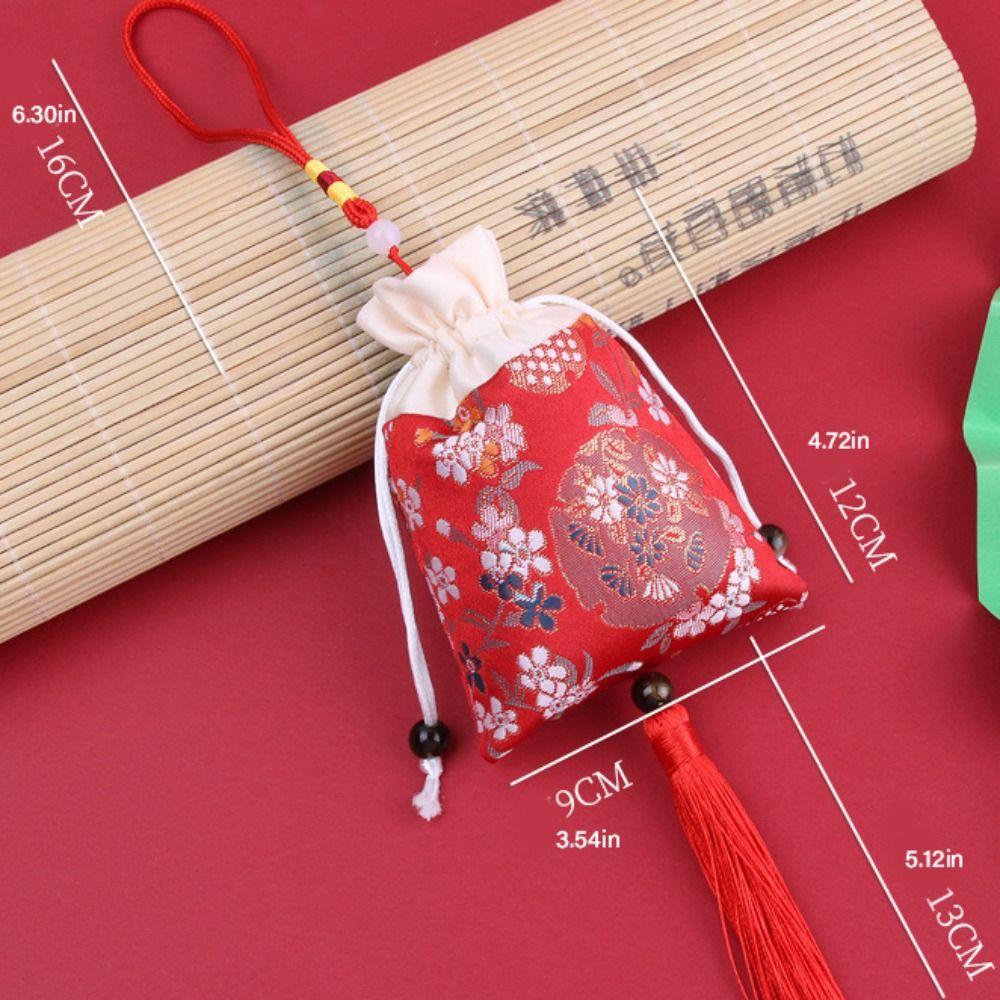 Mini Coin Purse Flower Tassel Drawstring Bag Beaded Chinese Style Sachet Bag  Outdoor
