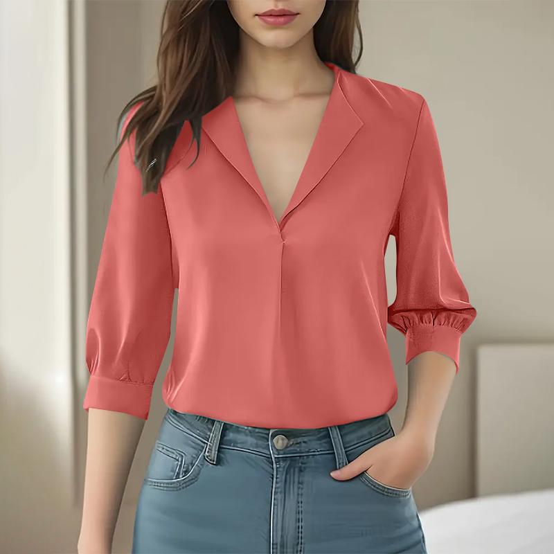 

ZANZEA Женская повседневная блузка свободного кроя с V-образным вырезом и рукавом 3/4 5XL розовый