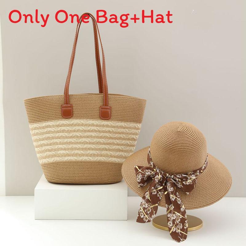 Straw Hat And Bag Set With Sun Protection For Outdoor Travel Casual Summer Adults