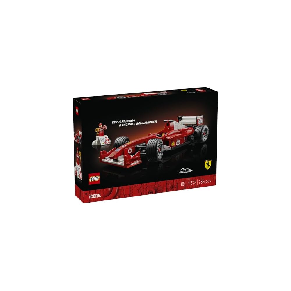 LEGO Icons Ferrari F2004 Building Set with Michael Schumacher Figure Toy for Adults and Kids 11375