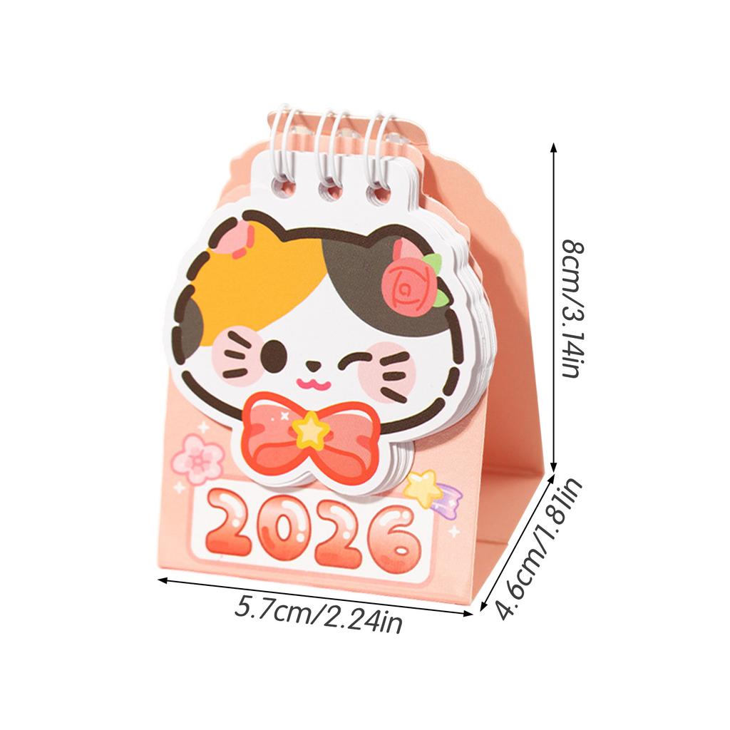 Year 2026 Small Kitty Calendar Desktop Memo Organizer Clear Printing Compact Kitty Planner Cat Calendar Desktop Marker Board